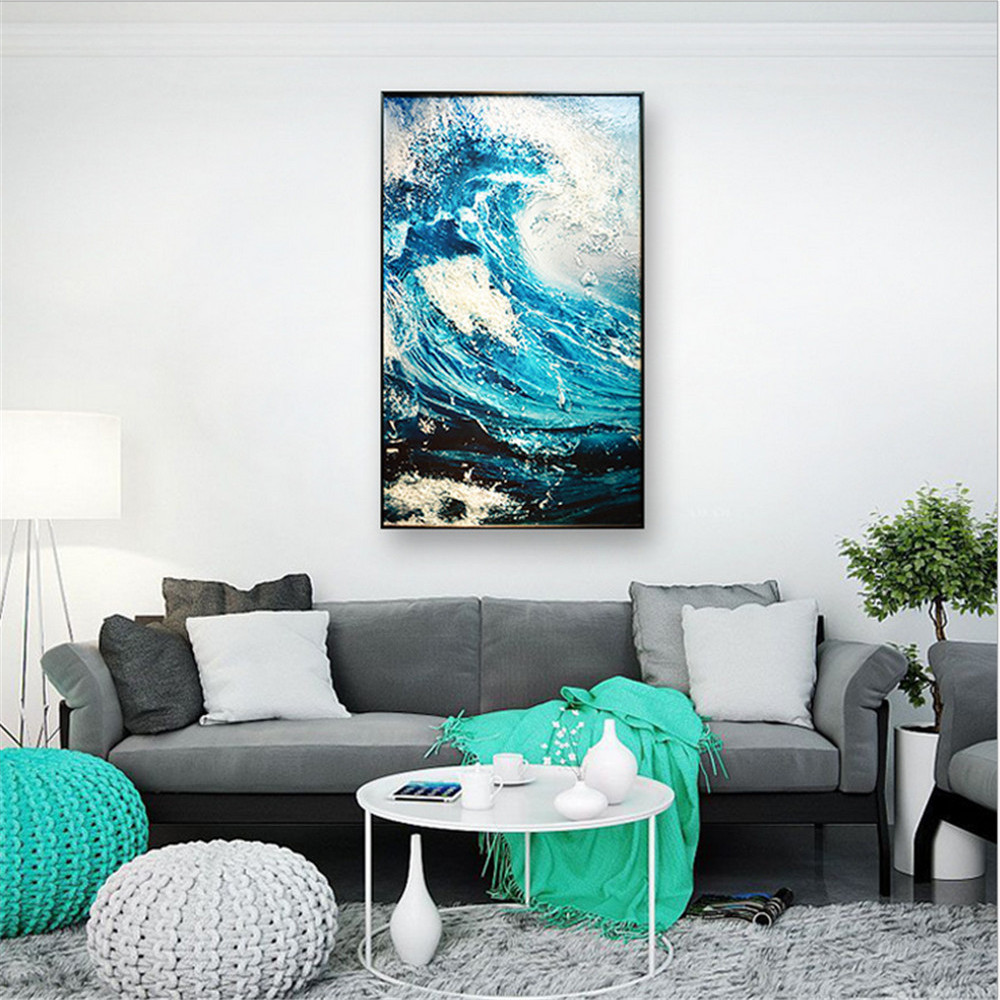 Sala de estar decorativa 1000 mm * 600 mm y 1610 mm x 910 mm La pintura de Waves Galss