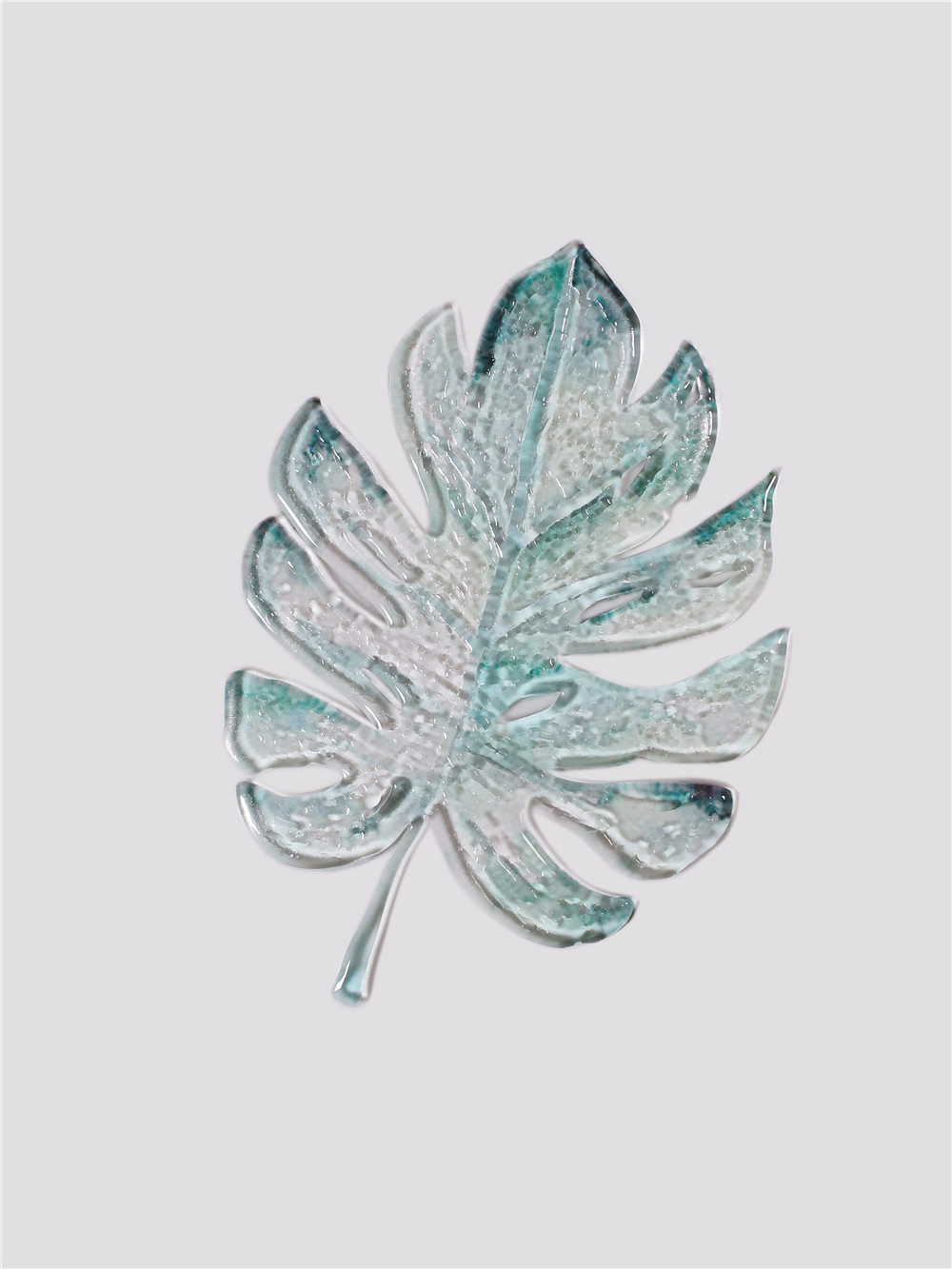 Pintura decorativa de cristal de fusión del colgante de pared de la hoja del verde del arte de tamaño pequeño