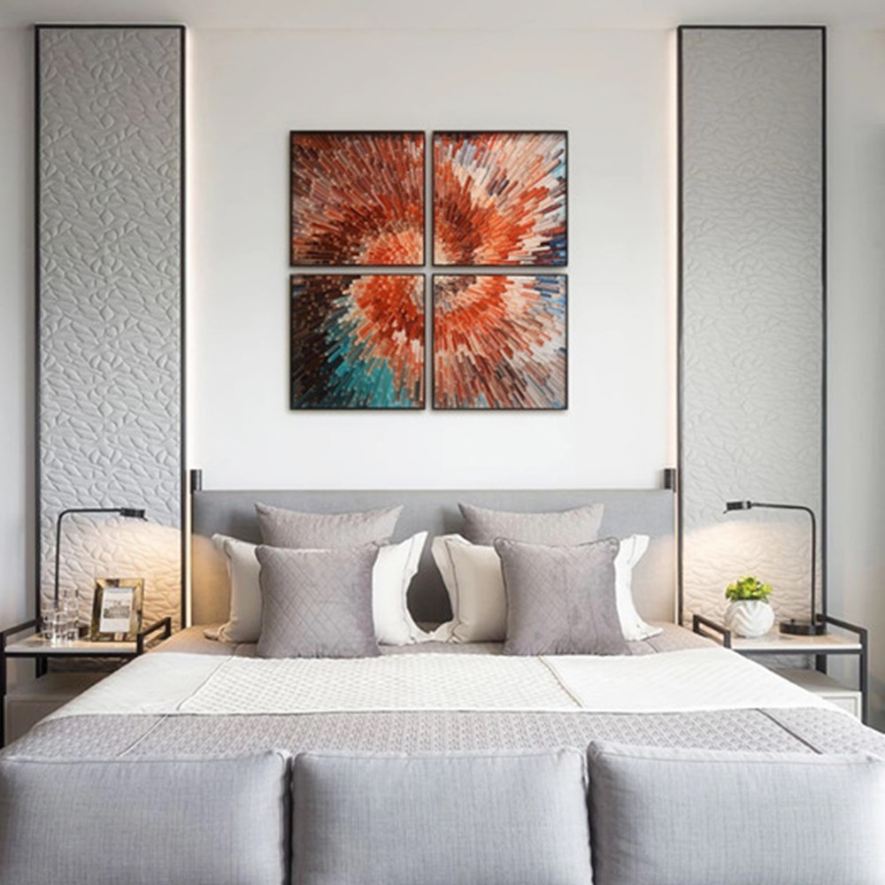 Pinturas de vidrio de pared tridimensionales geométricas decorativas de estilo moderno