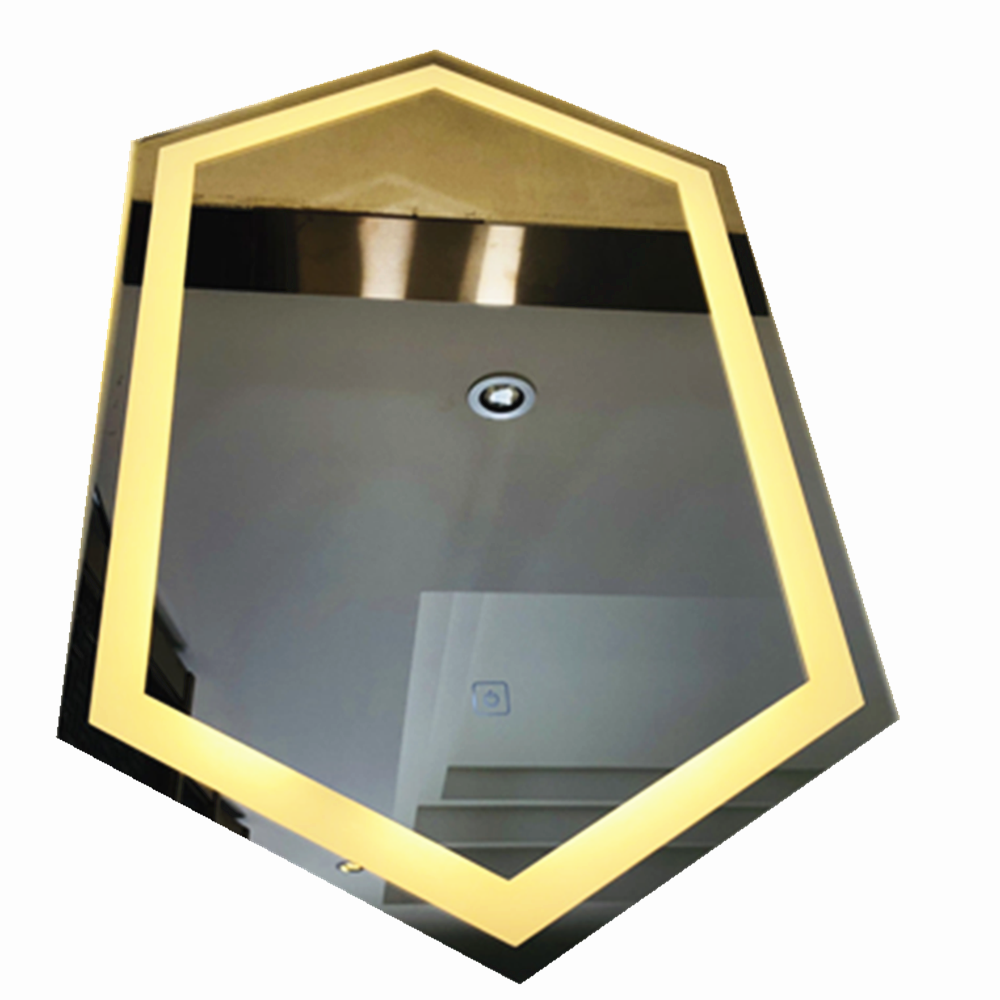 5 mm hexagonal Baño de luz LED de alta definición de plata Espejo anti