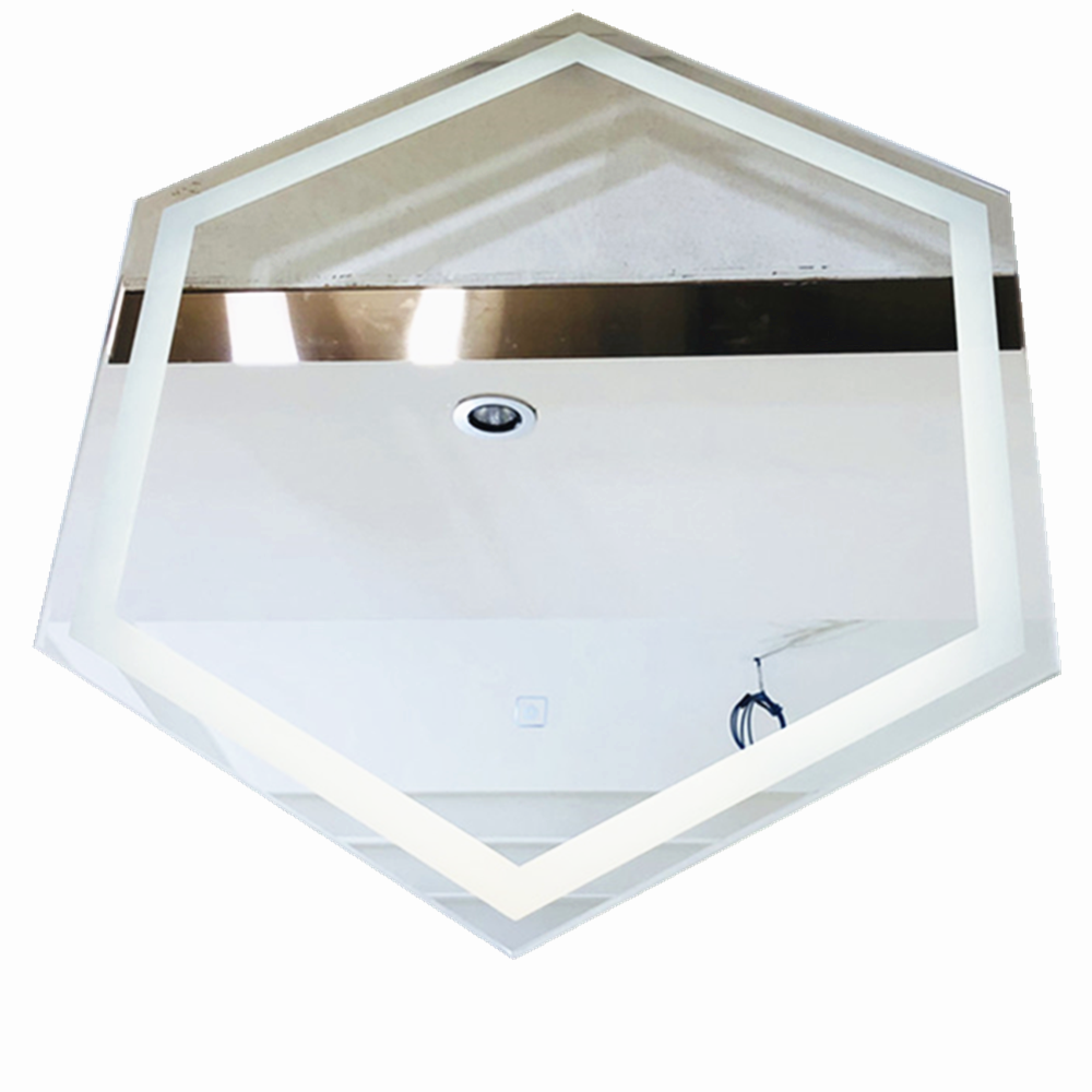 5 mm hexagonal Baño de luz LED de alta definición de plata Espejo anti
