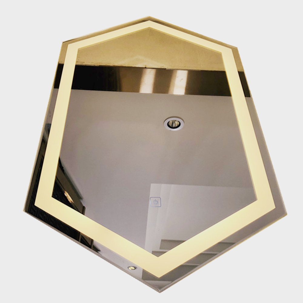 5 mm hexagonal Baño de luz LED de alta definición de plata Espejo anti